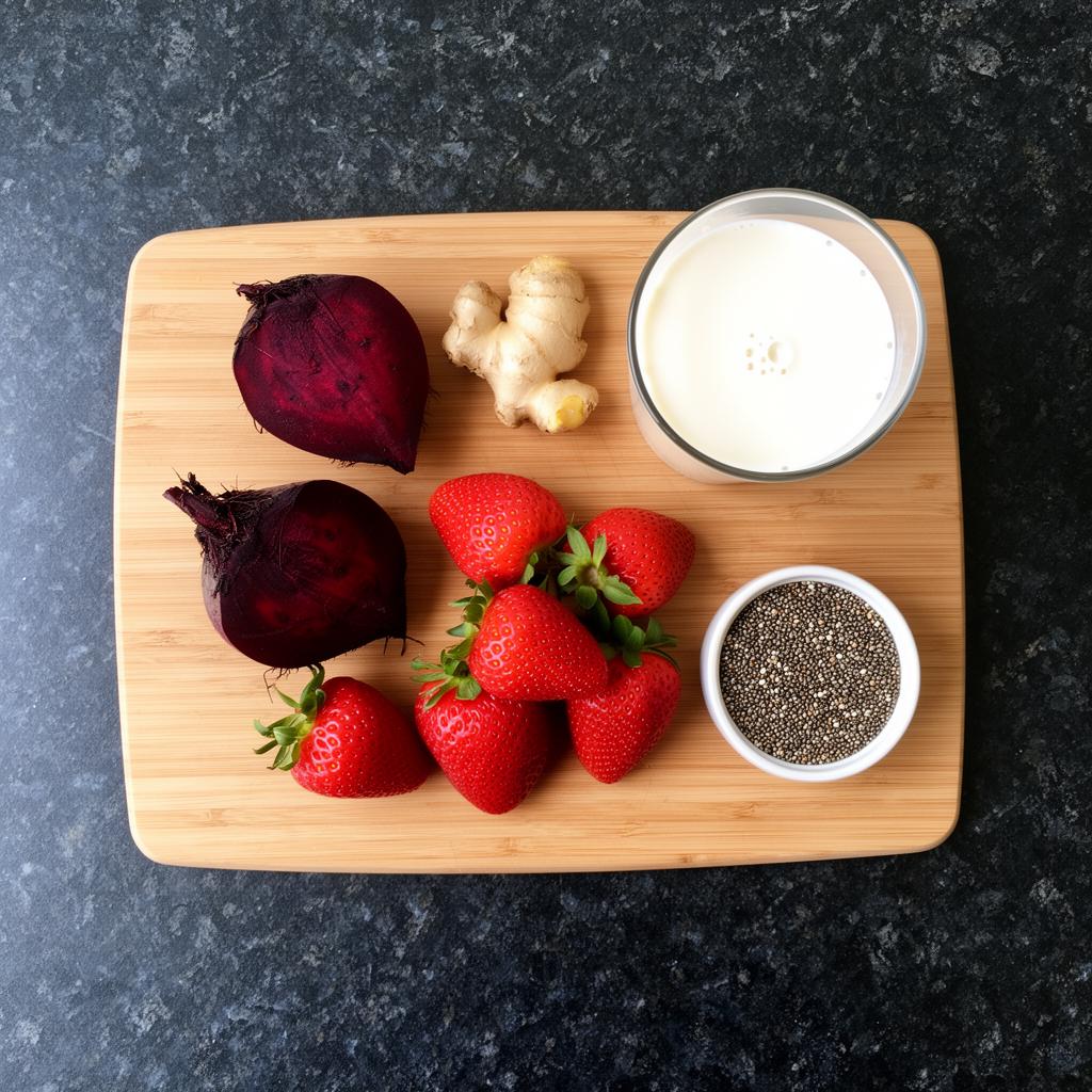 Ingrediënten voor Berry Bliss Smoothie op snijplank