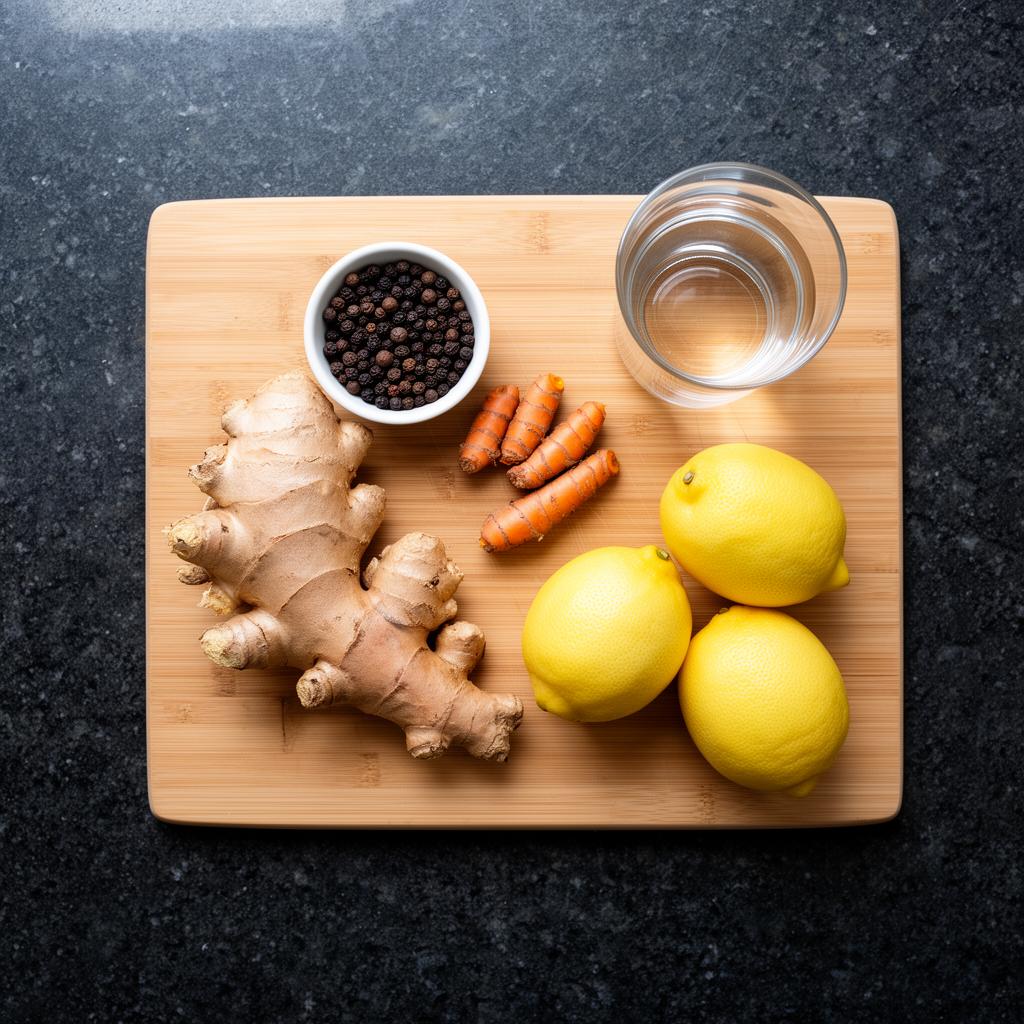 Ingrediënten voor Daily Glow Shots op snijplank