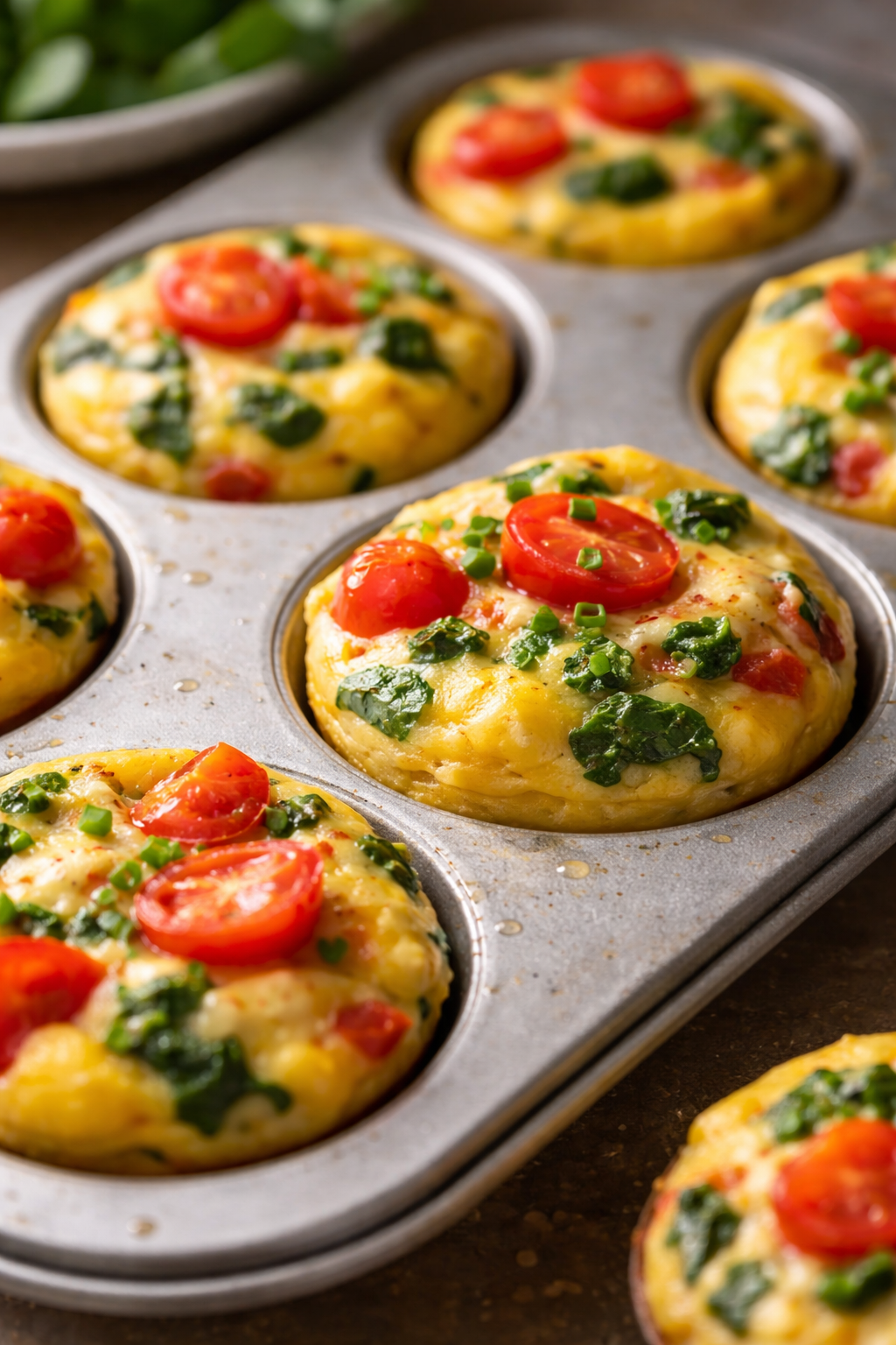 Ei muffins in de bakvorm uit de oven