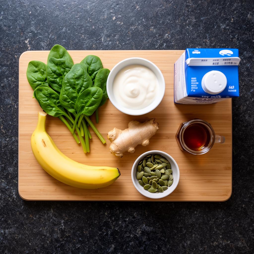 Ingrediënten voor Morning Glow Smoothie op snijplank