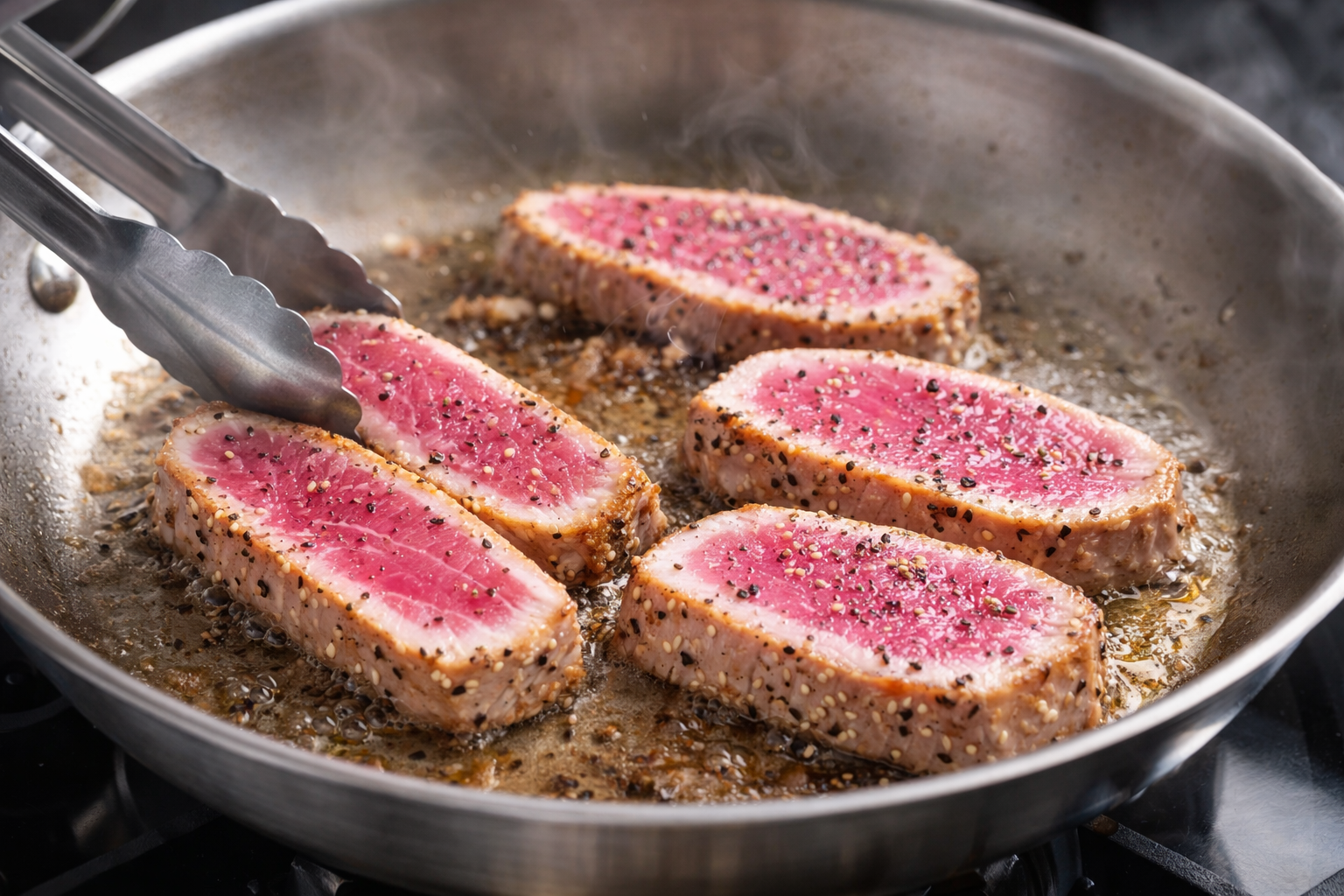 Tonijnsteak grillen in de pan