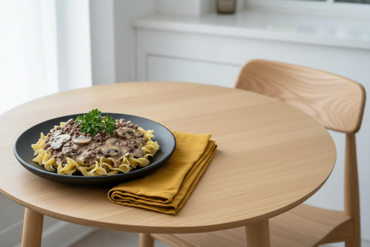 Gehakt stroganoff schuin perspectief