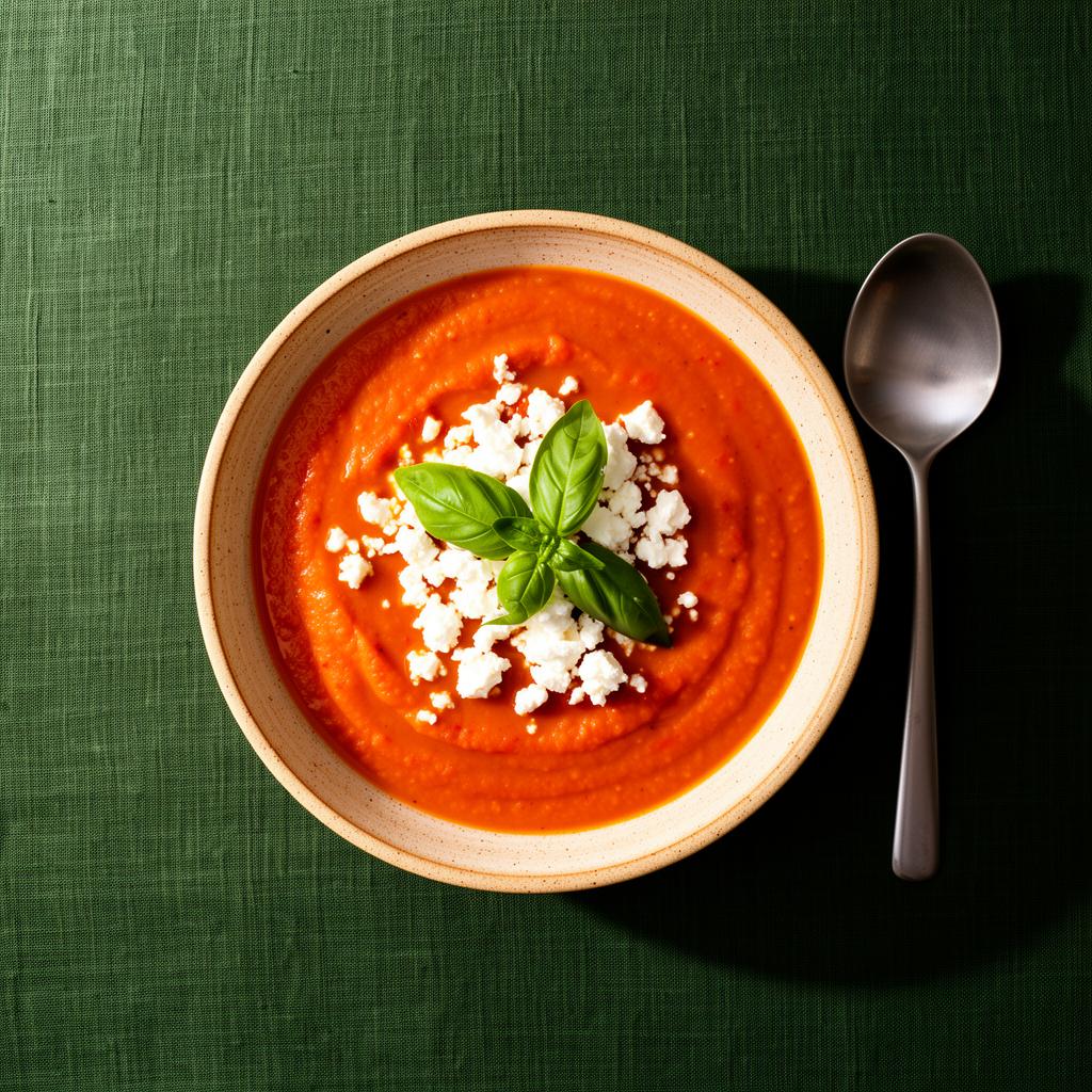 Geroosterde paprikasoep met feta