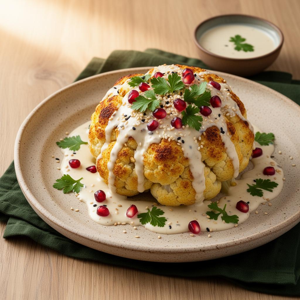 Hele Geroosterde Bloemkool met Tahinsaus