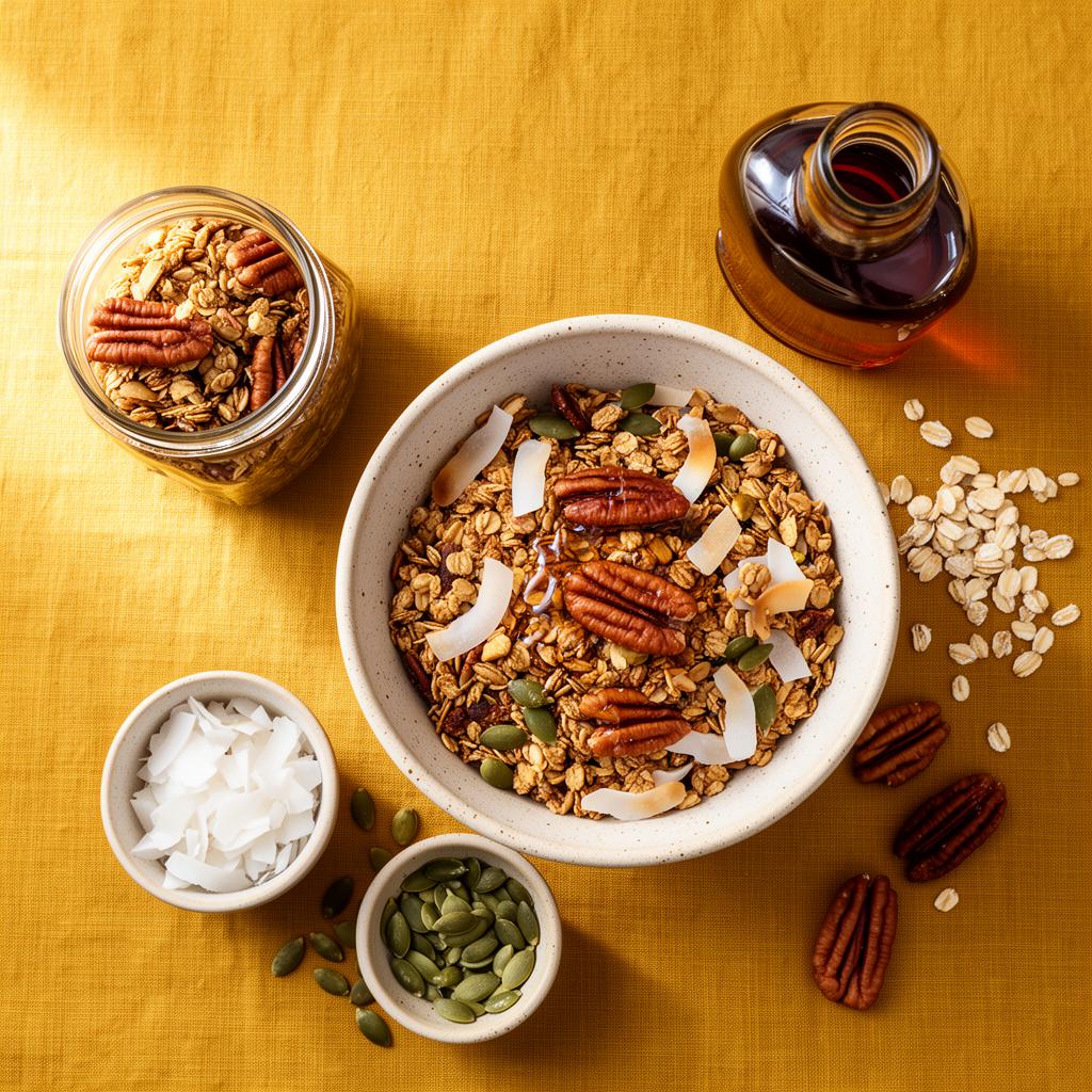 Huisgemaakte Granola met Pecannoten & Ahornsiroop