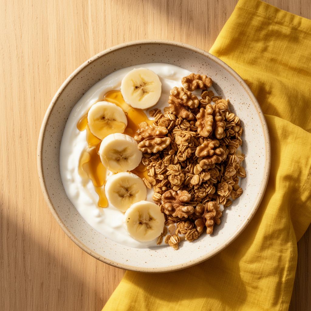 Lactosevrije Yoghurt Bowl met Banaan, Granola & Walnoten