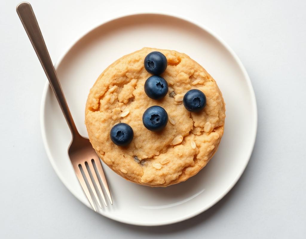 De afgewerkte mug cake met bessen