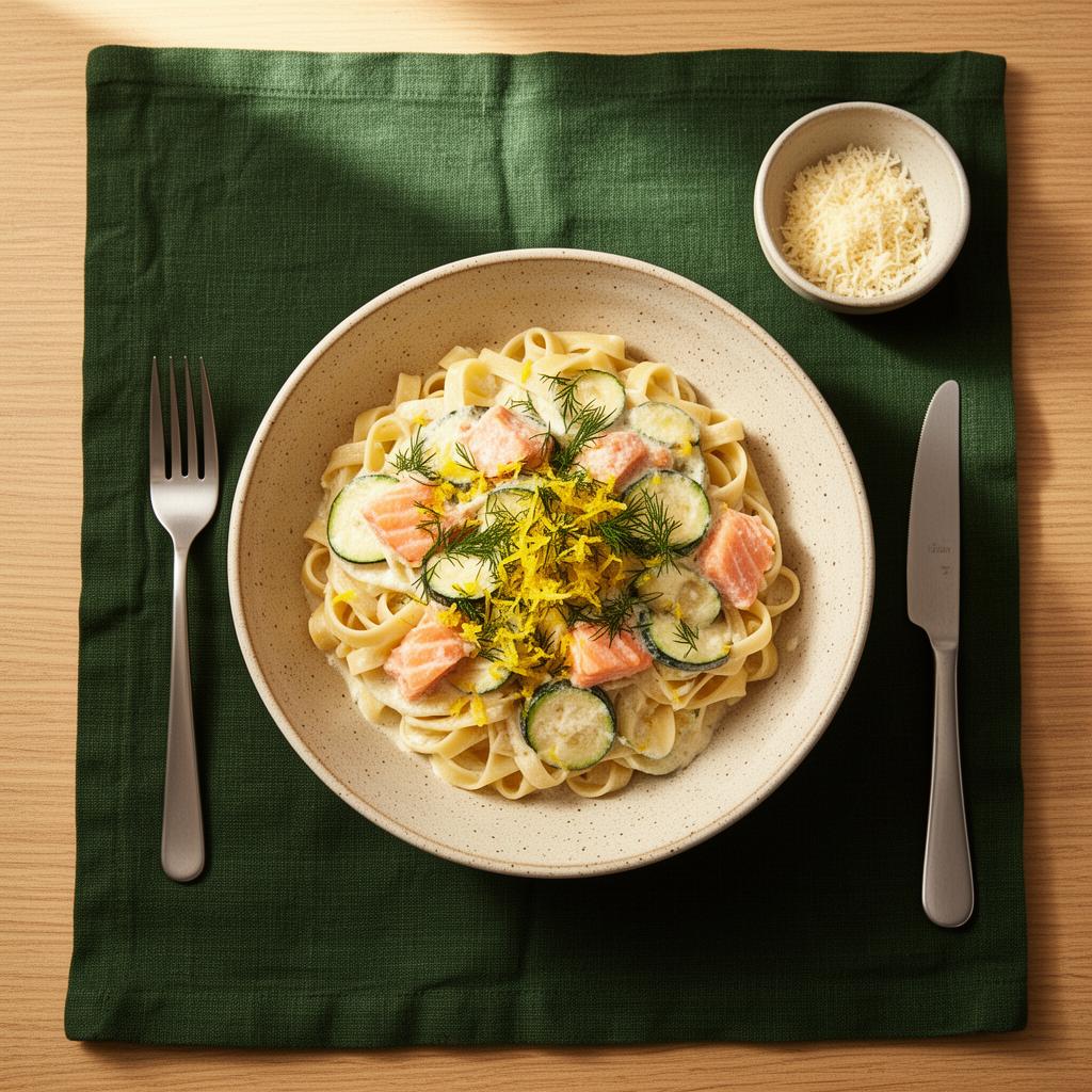 Romige Pasta met Zalm en Courgette