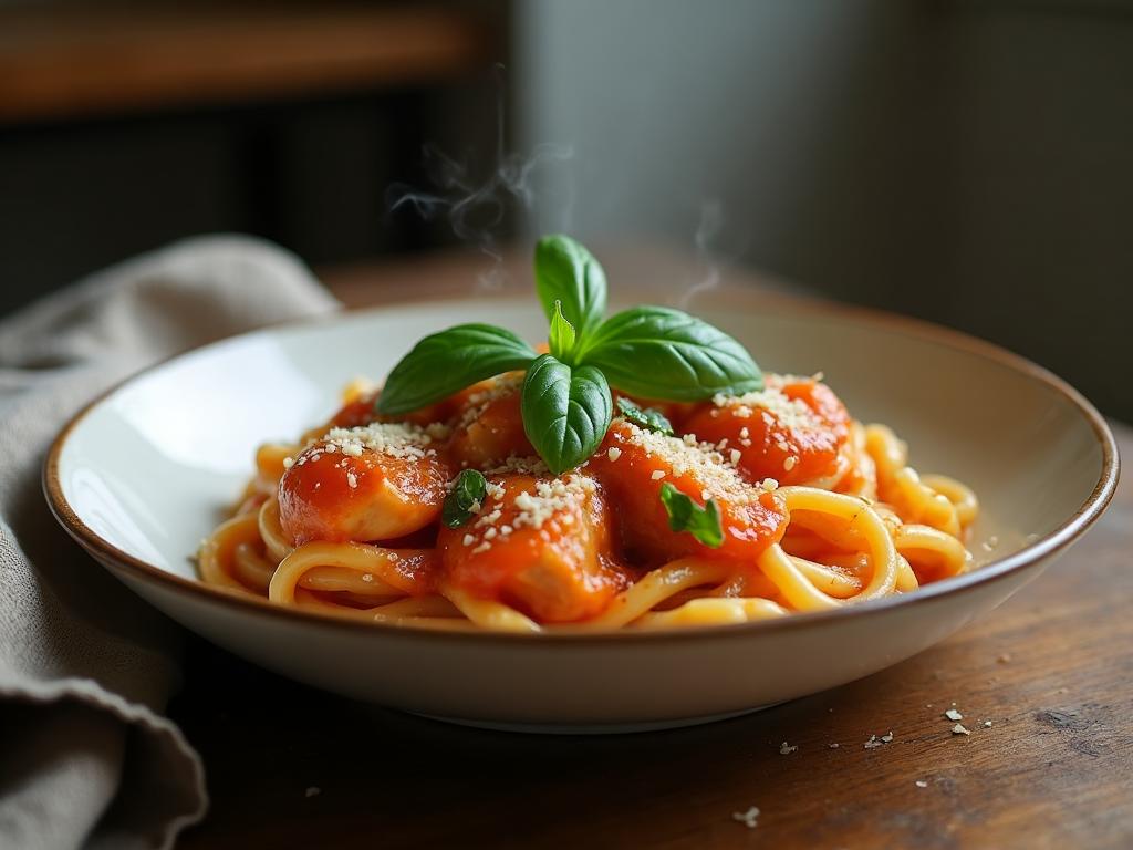 Romige Tomatenpasta met Kip, Spinazie & Basilicum