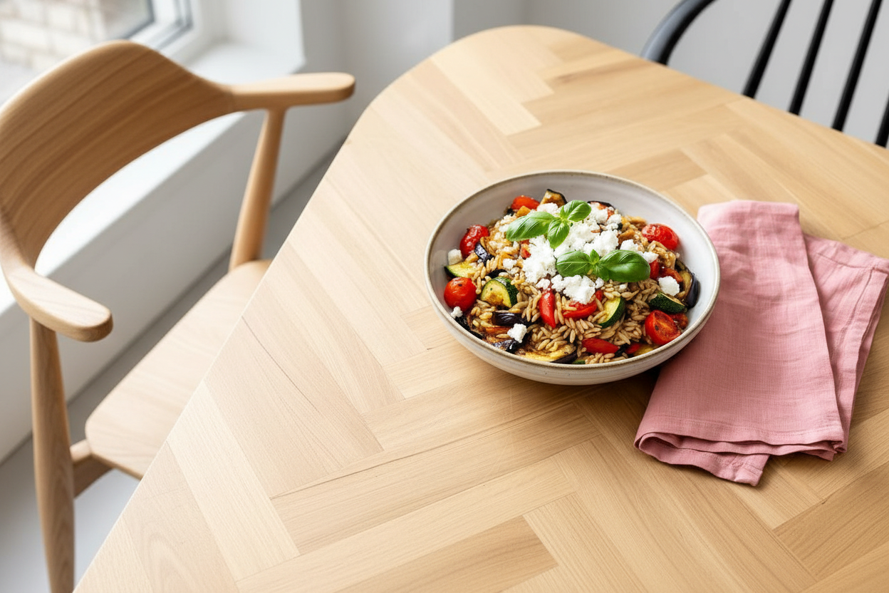 Siciliaanse orzo groenten schuin perspectief