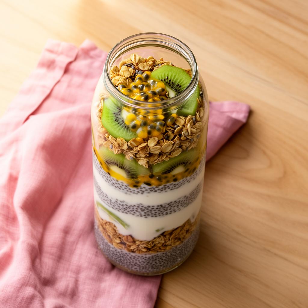 Soja Yoghurt Parfait met Kiwi & Passievrucht