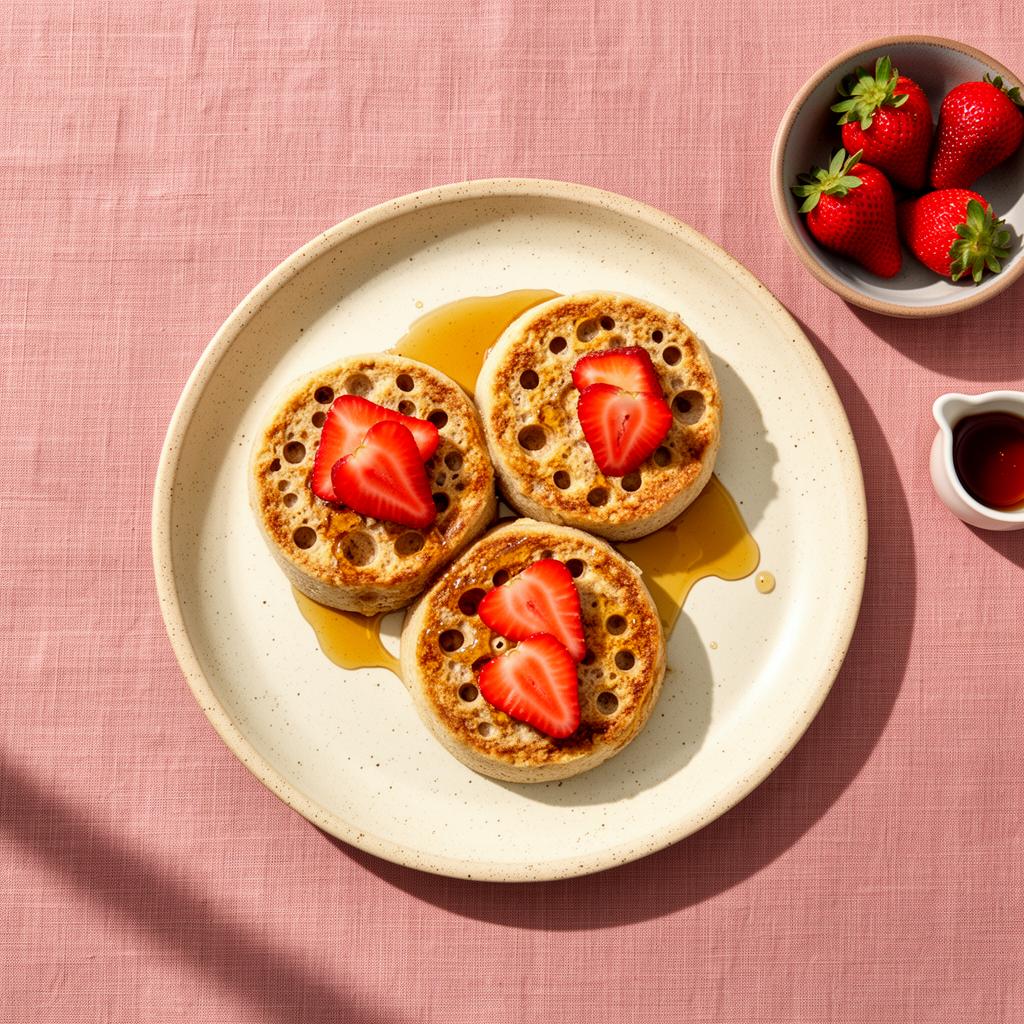 Spelt Crumpets met Verse Aardbeien