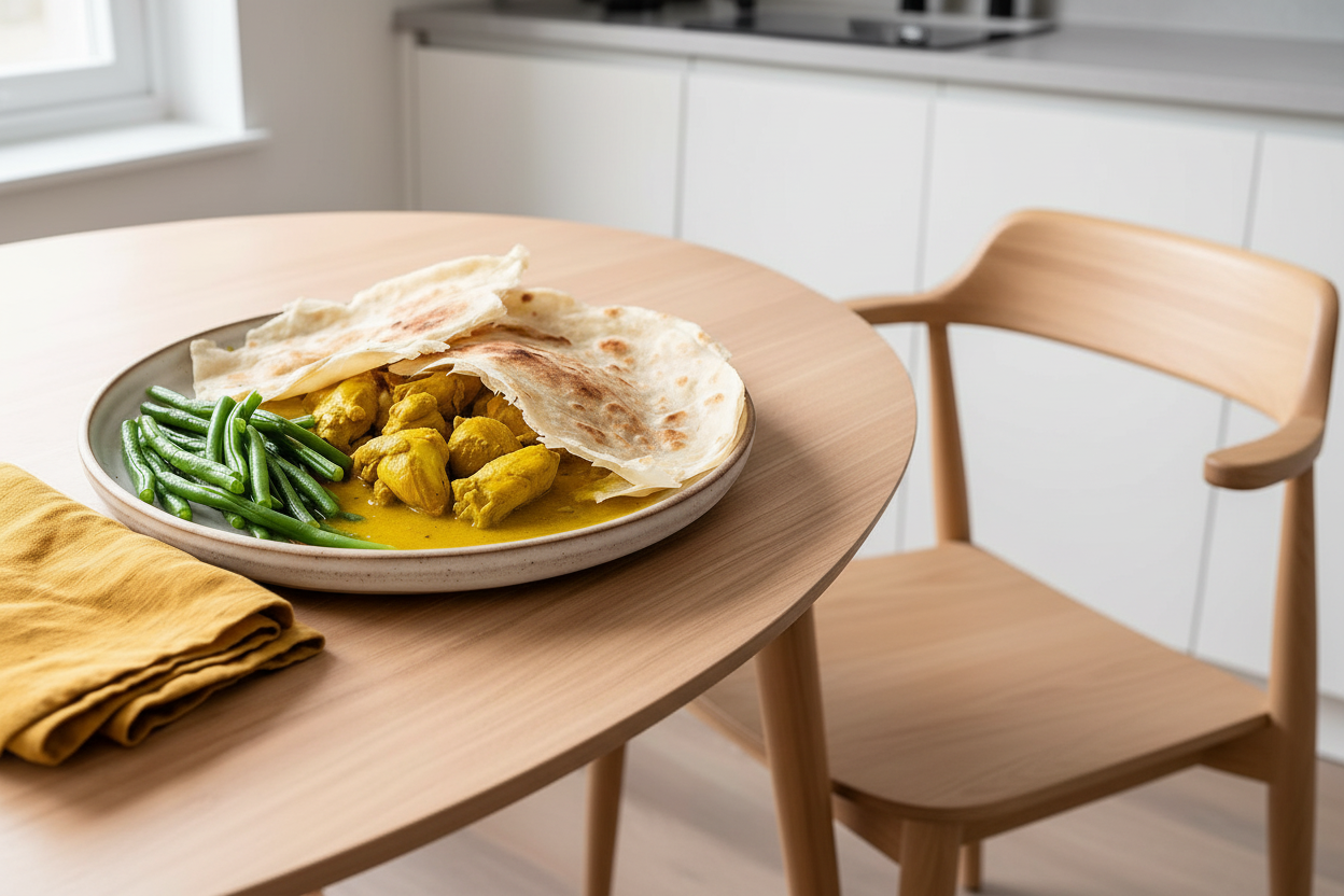 Surinaamse roti kip schuin perspectief