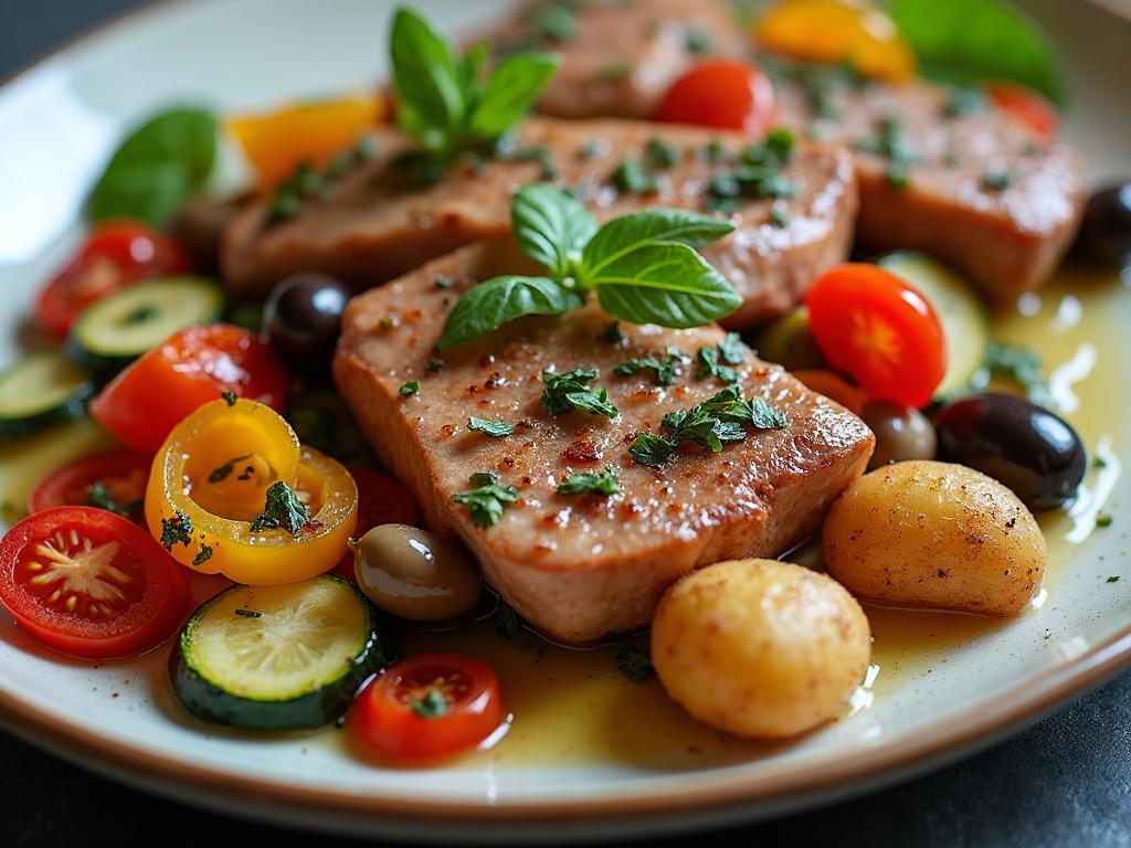 Tonijn alla Siciliana met Geroosterde Groenten